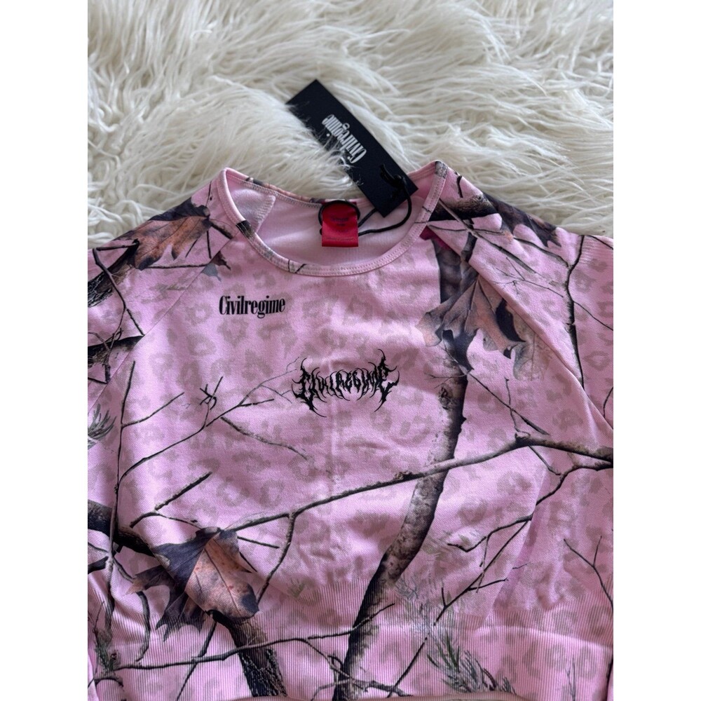 Civil Regime Concrete Forest Seamless Top Baby Pink Real Leopard Camo XL - Picture 4 of 12